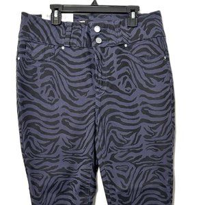 Seven7 Women's 10 Jeans High Rise Skinny Stretch Curvy Blue Zebra